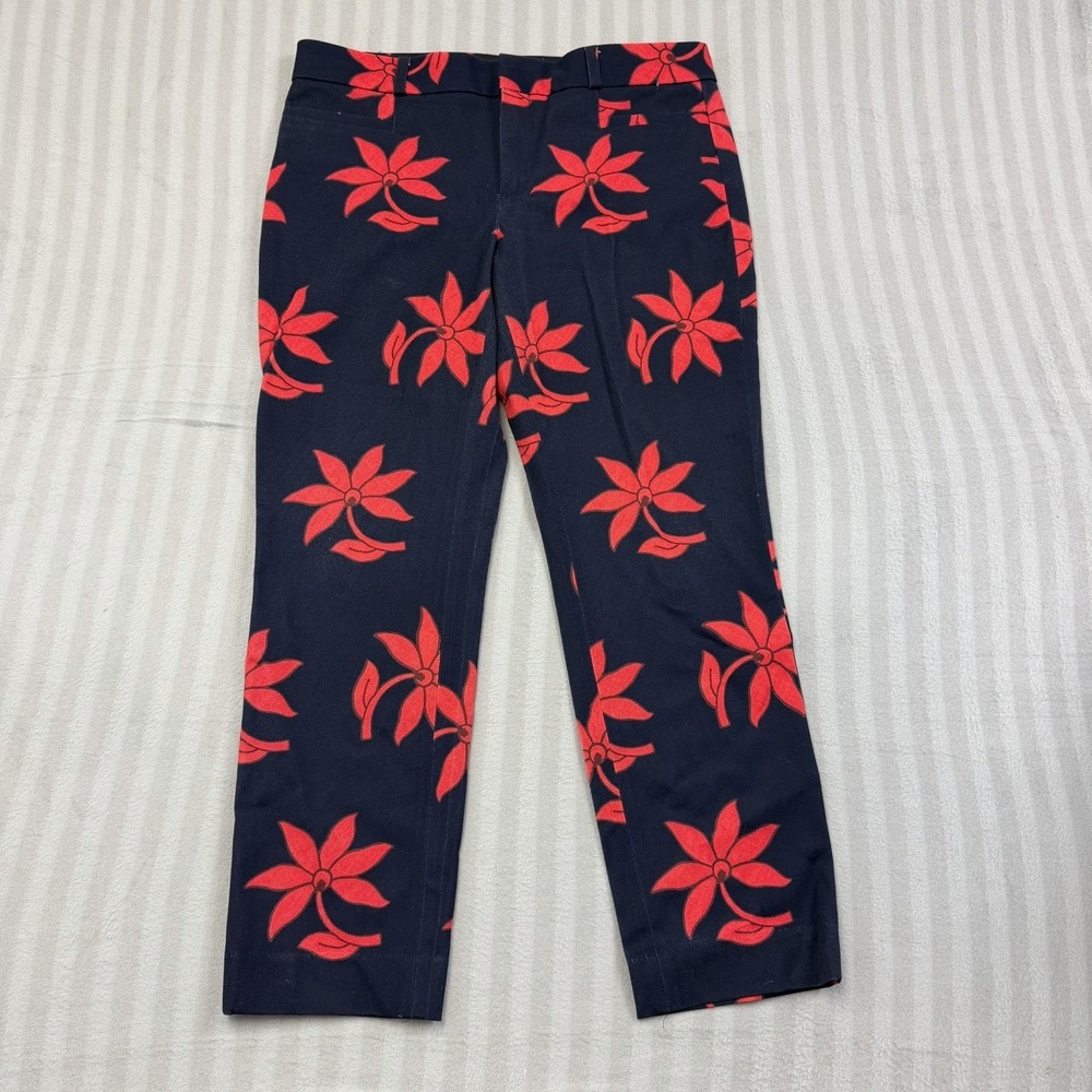 Banana Republic Women's Sloan Slim Ankle Pants Size 6  Navy Blue Red Floral
